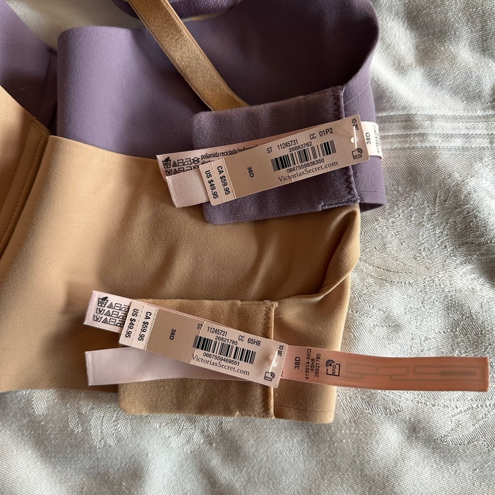 NWT!2-for-$70 VS Love Cloud Smooth Lightly Lined Plunge Demi! 38D-Purple/Praline - Picture 9 of 11